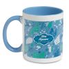 Tazas para personalizar sublimcoly de cerámica azul con logo vista 2
