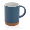 taza de cerámica con base de corcho azul vista1