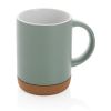 taza de cerámica con base de corcho verde vista1