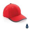 gorra de 6 paneles de algodón cepillado 280gr impact aware ™ rojo vista1