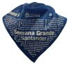 Pañuelos lisos cuadrado popelín 52x52 de poliéster azulina con logo vista 1