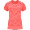 Camisetas técnicas roly austin mujer de poliéster coral fluor vigore con logo vista 1