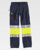Pantalones reflectantes workteam combinado workshell alta visibilidad de algodon azul marino amarillo flúor vista 1