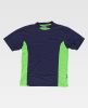 Camisetas reflectantes workteam con detales fluorescentes reflectantes de poliéster azul marino verde flúor con impresión vista 1