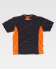 Camisetas reflectantes workteam con detales fluorescentes reflectantes de poliéster negro naranja fluor con impresión vista 1
